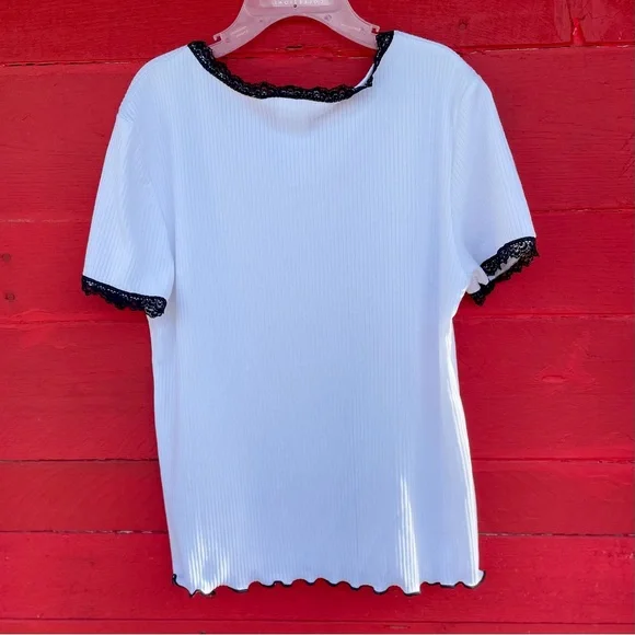 🟩 Dream Girl love bling lace ribbed short sleeve t-shirt - Picture 8 of 8